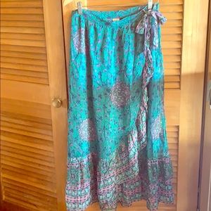 Anthropologie Faux Wrap Floral Midi Skirt